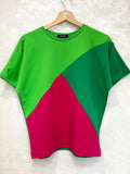 Dreifarbiges Damen-T-Shirt aus Baumwoll-Stretch